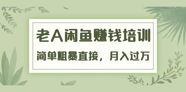 老A闲鱼赚钱培训，月入过万闲鱼实战课