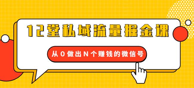 12堂私域流量掘金课，从0做出N个赚钱的微信号