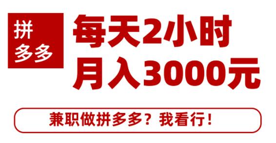 搜外网拼多多兼职课程，每天2小时做拼多多月入3000元