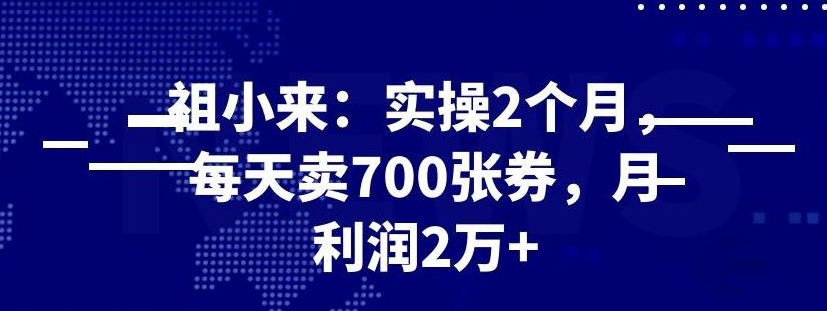 祖小来实操 2 个月，每天卖 700 张券，月利润 2 万+