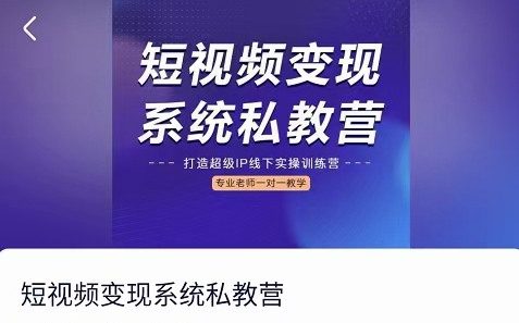 陈厂长出品的短视频变现系统私教营