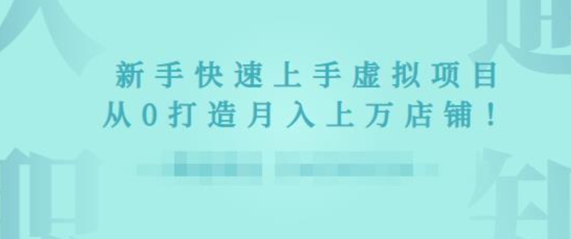 2022年虚拟项目实战指南，新手从0打造月入上万店铺