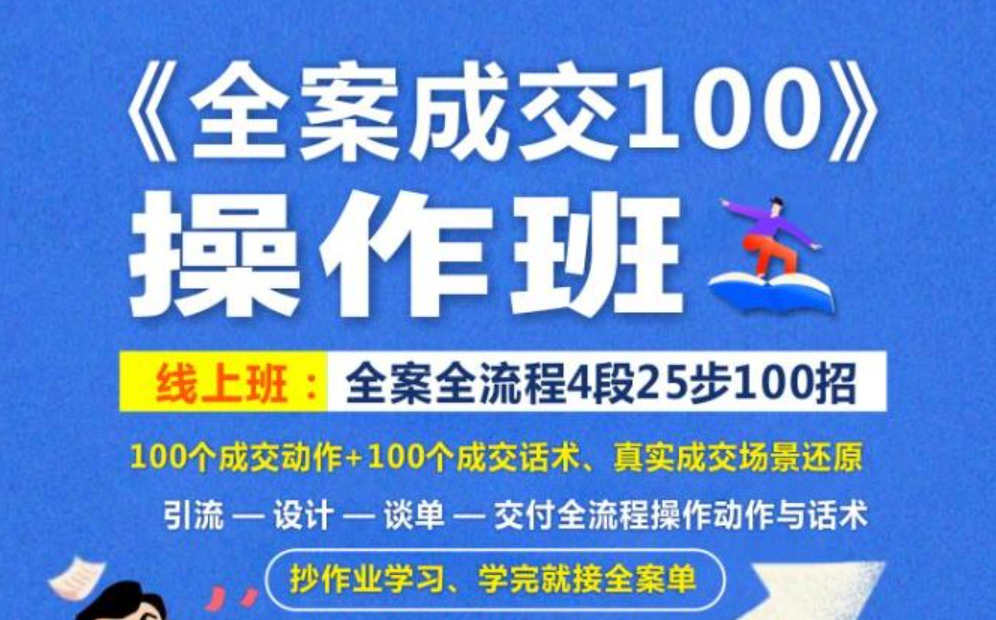 《全案成交100》全案全流程4段25步100招，操作班