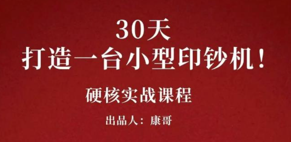 康哥30天打造一台小型印钞机：躺赚30万的项目